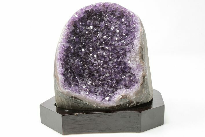 Tall Amethyst Cluster With Wood Base - Uruguay #199722